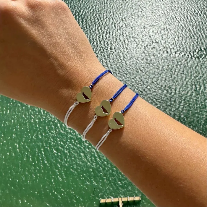 14K Gold Land Of Israel Cutout Heart Cord Bracelet Izakov Diamonds Fine Jewelry Bracelets