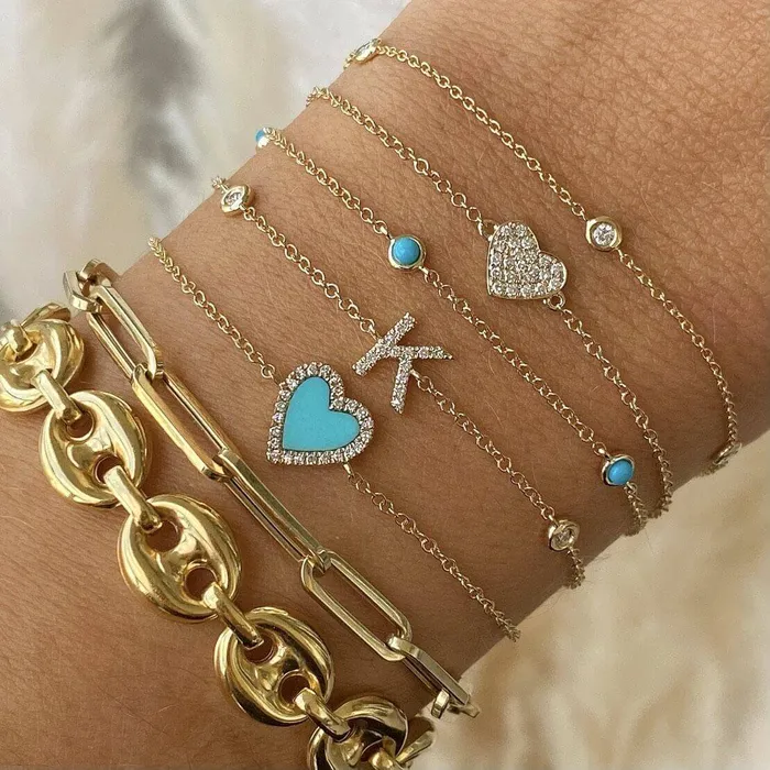 14K Gold Micro Pave Diamond Heart Bracelet Izakov Diamonds Fine Jewelry Bracelets