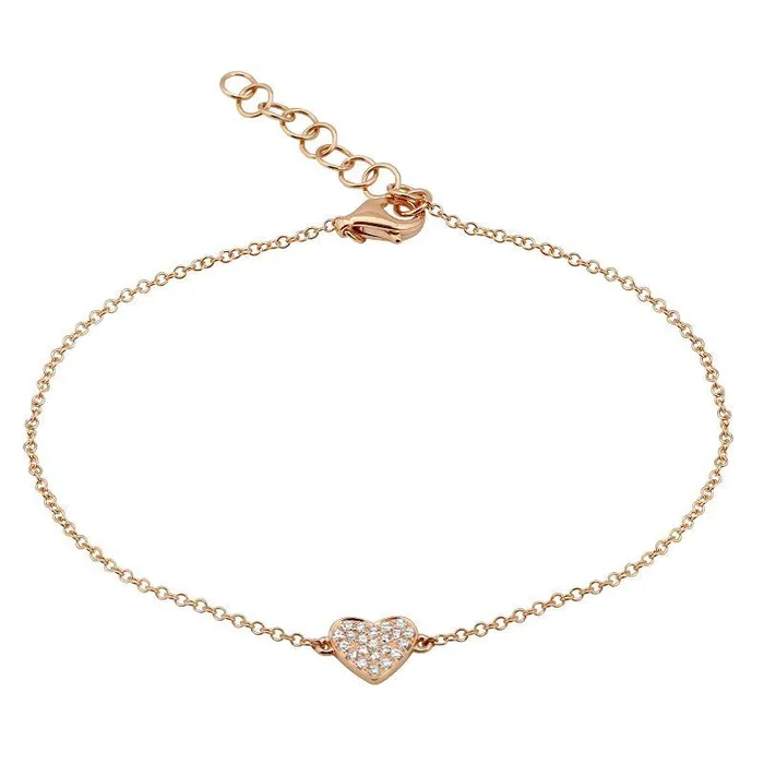 14K Gold Micro Pave Diamond Heart Bracelet Izakov Diamonds Fine Jewelry Bracelets