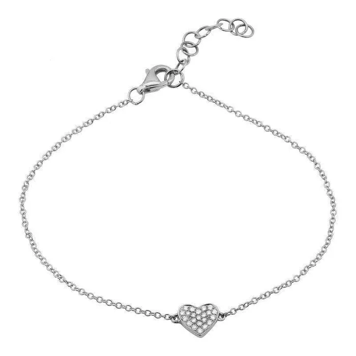 14K Gold Micro Pave Diamond Heart Bracelet Izakov Diamonds Fine Jewelry Bracelets