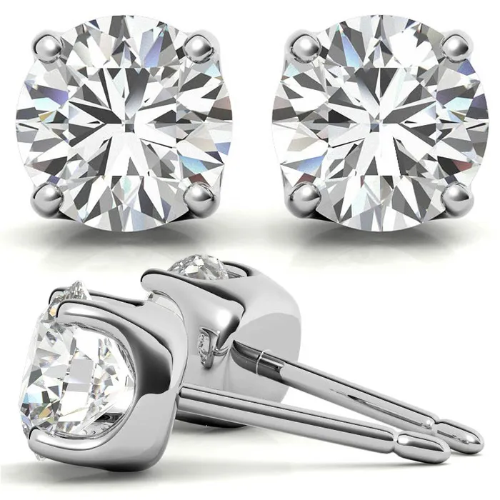 14K White Gold 100ctw Diamond Stud Earrings in Four Prong Solid Settings GEMS ONE CORPRATION Earrings 14K White Gold 100ctw Diamond Stud Earrings in Four Prong Solid Settings GEMS ONE CORPRATION Earrings