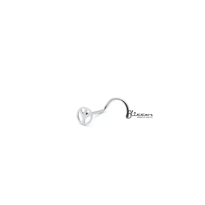 20 Gauge Surgical Steel Peace Sign Nose ScrewSilver Gold Glitters Earrings