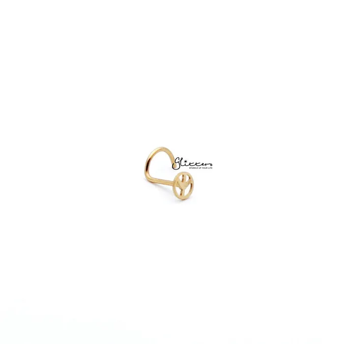 20 Gauge Surgical Steel Peace Sign Nose ScrewSilver Gold Glitters Earrings