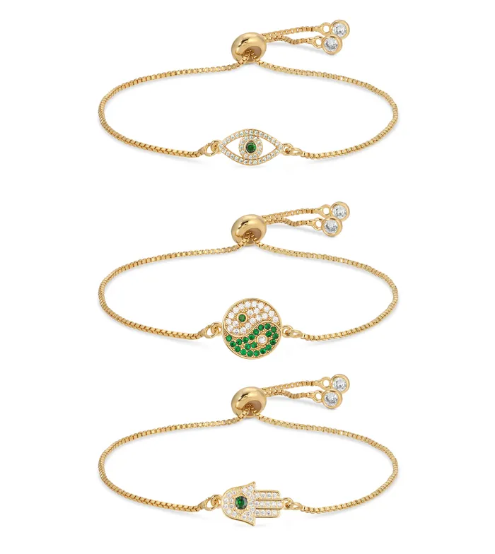 Bracelets Eye Candy LA Yin Yang Hamsa Eye Bracelet Set