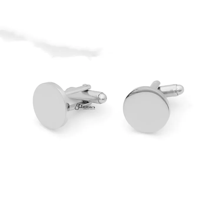 Bracelets Glitters Stainless Steel Round Cufflinks
