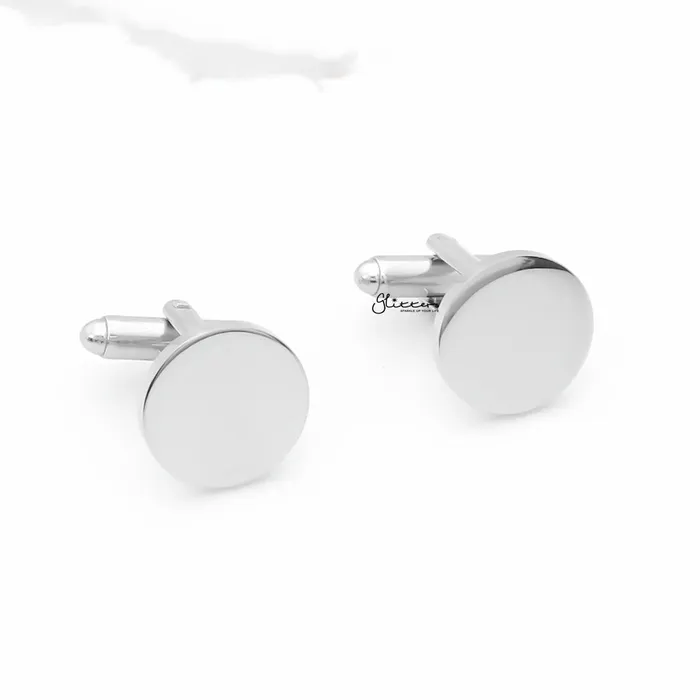 Bracelets Glitters Stainless Steel Round Cufflinks