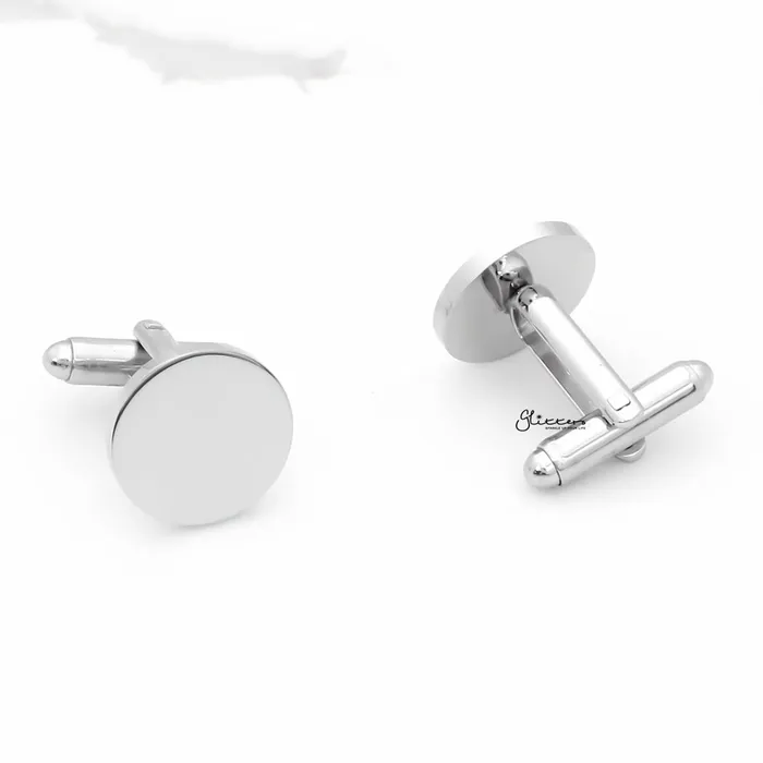 Bracelets Glitters Stainless Steel Round Cufflinks