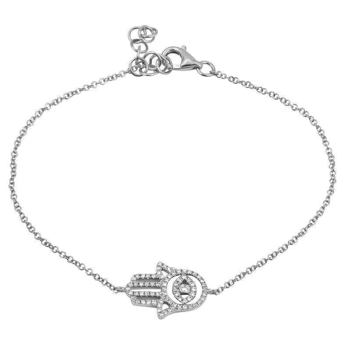 Bracelets Izakov Diamonds Fine Jewelry 14K Gold Diamond Evil Eye Hamsa Bracelet