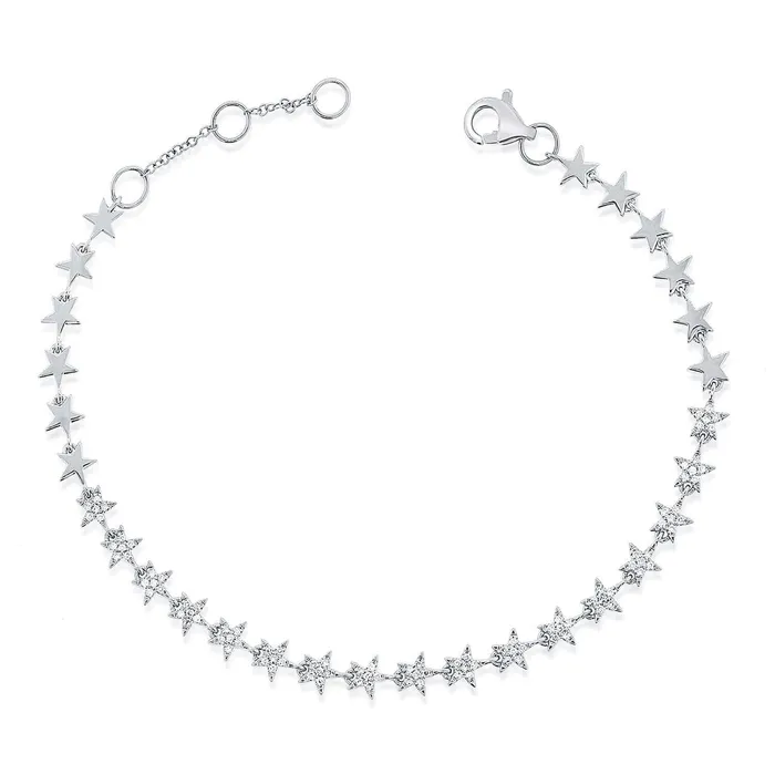 Bracelets Izakov Diamonds Fine Jewelry 14K Gold Micro Pave Diamond Star Links Bracelet