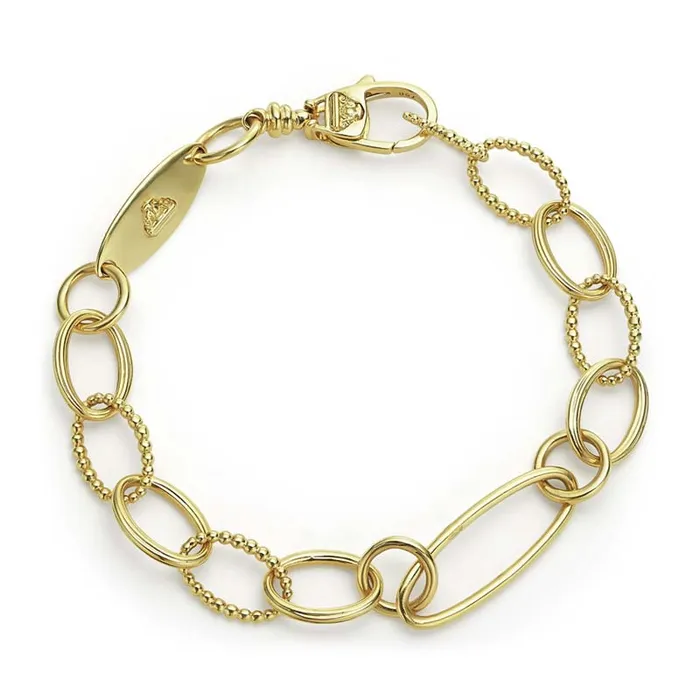 Bracelets Signature Caviar 18K Gold Oval Link Bracelet LAGOS