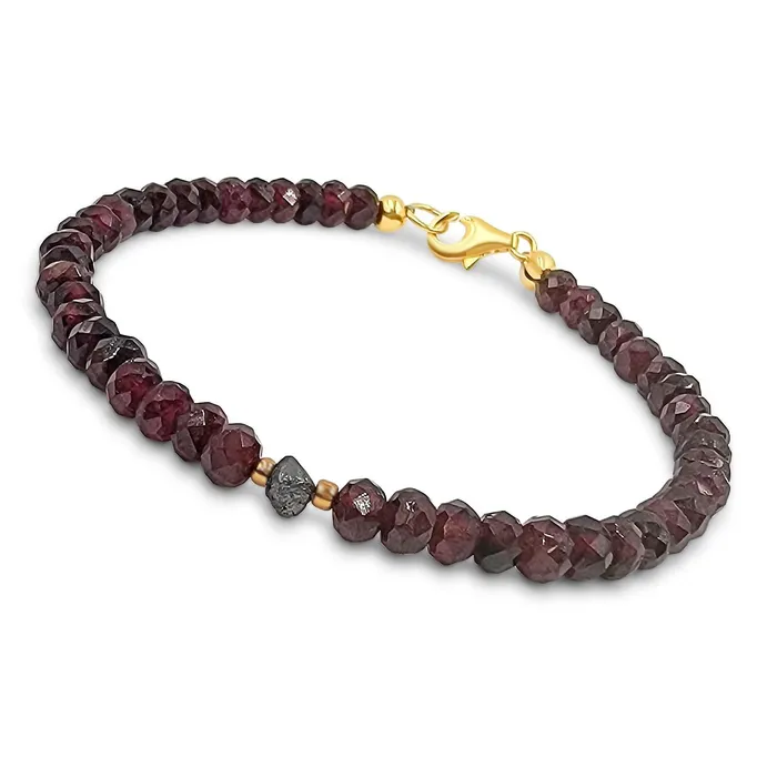Bracelets Uniquelan Jewelry Natural Garnet and Raw Diamond Bracelet Bracelets Uniquelan Jewelry Natural Garnet and Raw Diamond Bracelet