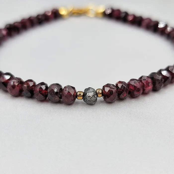 Bracelets Uniquelan Jewelry Natural Garnet and Raw Diamond Bracelet Bracelets Uniquelan Jewelry Natural Garnet and Raw Diamond Bracelet