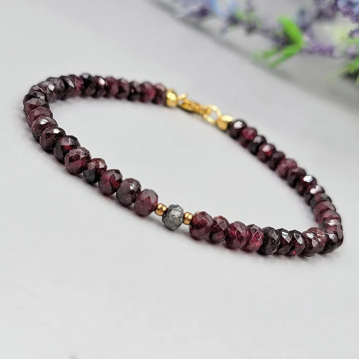 Bracelets Uniquelan Jewelry Natural Garnet and Raw Diamond Bracelet Bracelets Uniquelan Jewelry Natural Garnet and Raw Diamond Bracelet