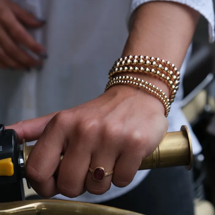 Bracelets Vivien Frank Designs Gold Beaded Bracelet Rose Gold