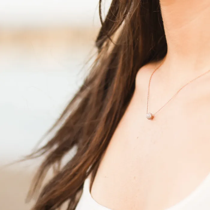 Disco Ball 38 CTW Natural Diamond Pav 6 mm 1618 Necklace 14K Rose Yellow White Gold Storyteller by Vintage Magnality Necklaces