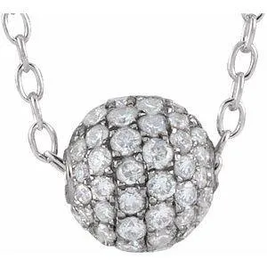 Disco Ball 38 CTW Natural Diamond Pav 6 mm 1618 Necklace 14K Rose Yellow White Gold Storyteller by Vintage Magnality Necklaces