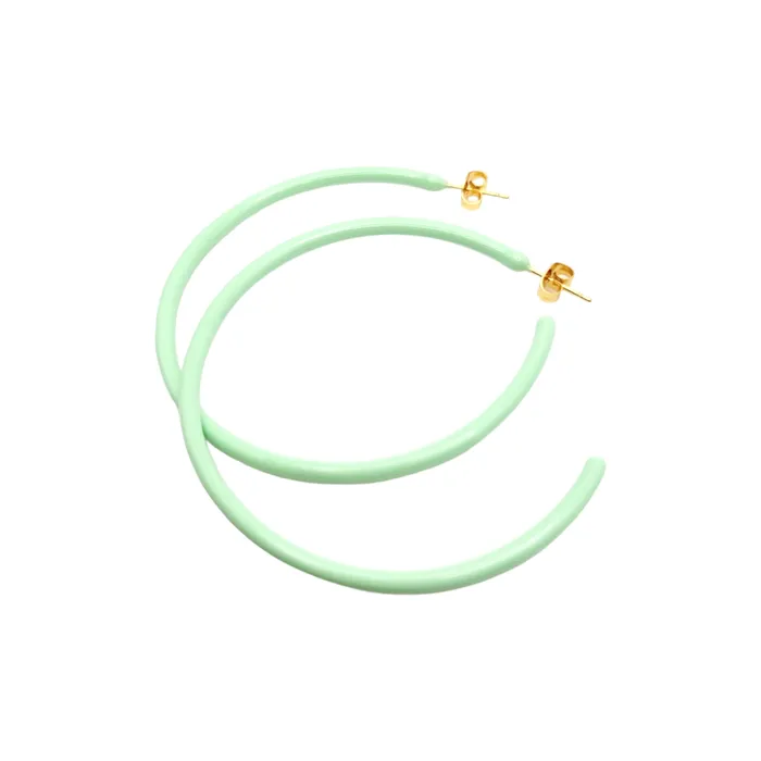 Earrings Love Ko Jewelry THIN HOOP Mint Green