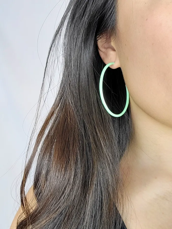 Earrings Love Ko Jewelry THIN HOOP Mint Green
