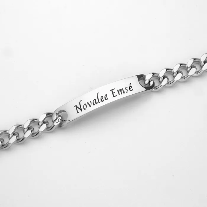 Glitters Bracelets Personalised Stainless Steel 6mm Width ID Bracelet
