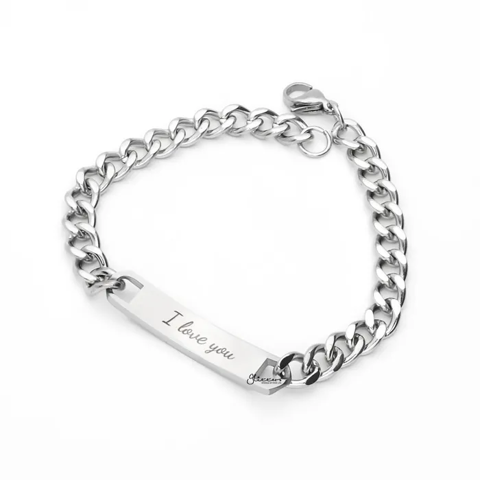 Glitters Bracelets Personalised Stainless Steel 6mm Width ID Bracelet