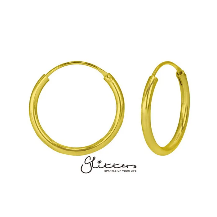 Glitters Earrings 925 Sterling Silver Sleeper Hoop Earrings10mm12mm14mm16mm