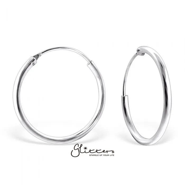 Glitters Earrings 925 Sterling Silver Sleeper Hoop Earrings10mm12mm14mm16mm