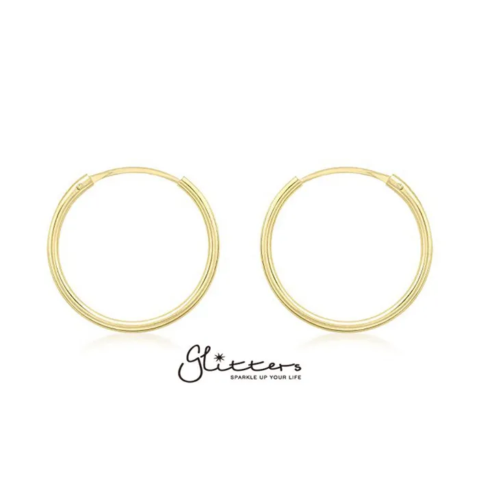 Glitters Earrings 925 Sterling Silver Sleeper Hoop Earrings10mm12mm14mm16mm
