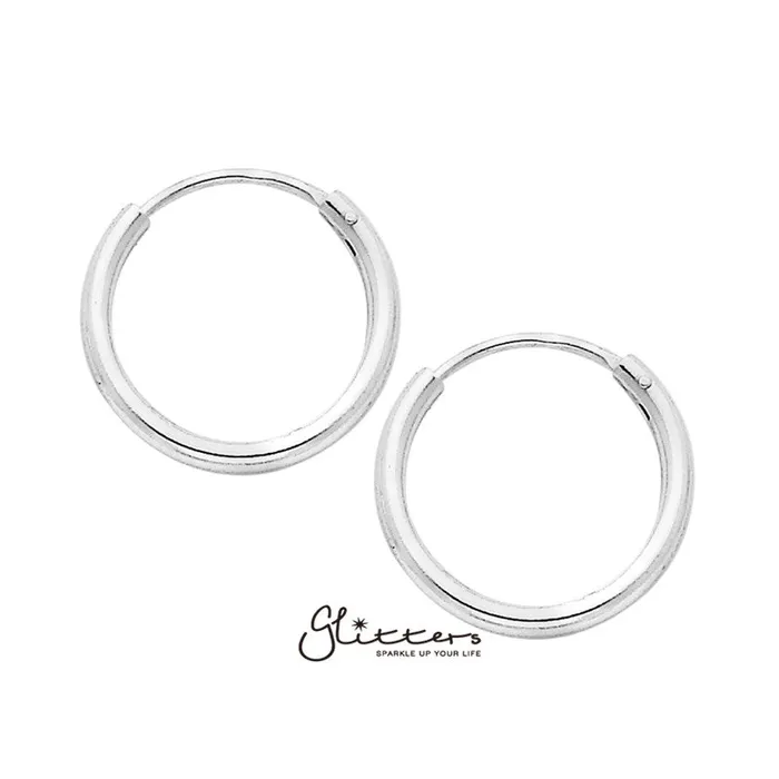 Glitters Earrings 925 Sterling Silver Sleeper Hoop Earrings10mm12mm14mm16mm