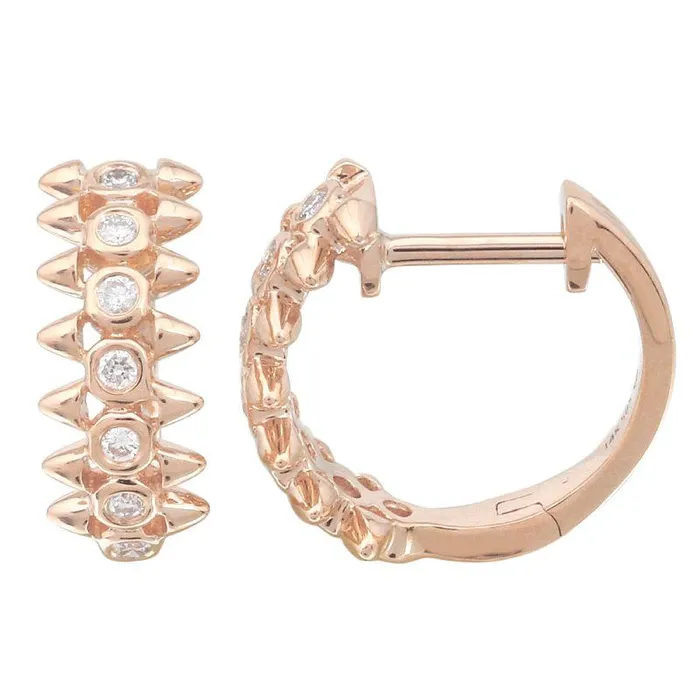 Izakov Diamonds Fine Jewelry 14K Gold Diamond Bezel Spikes Huggies PreStyled Sets