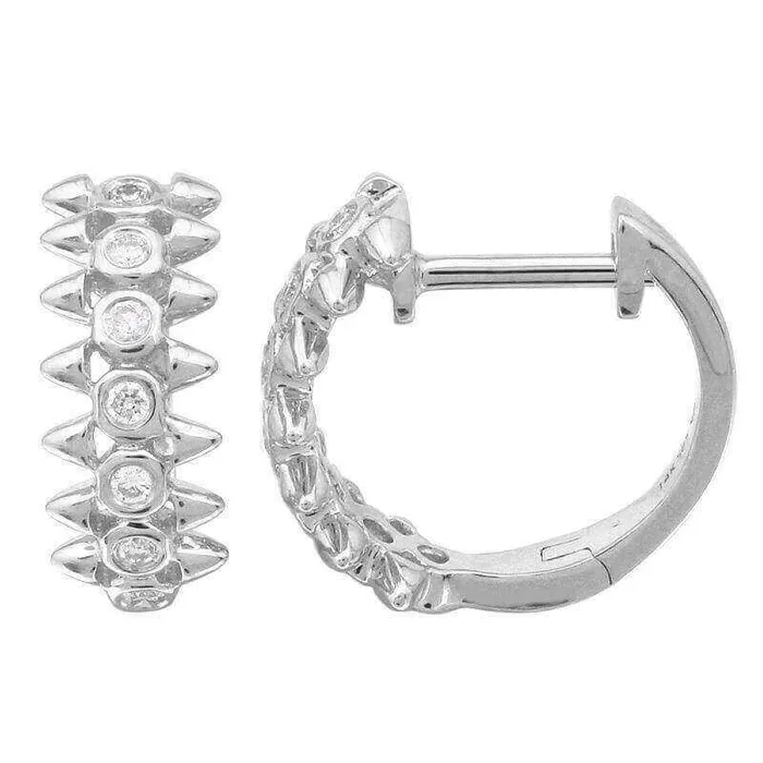 Izakov Diamonds Fine Jewelry 14K Gold Diamond Bezel Spikes Huggies PreStyled Sets