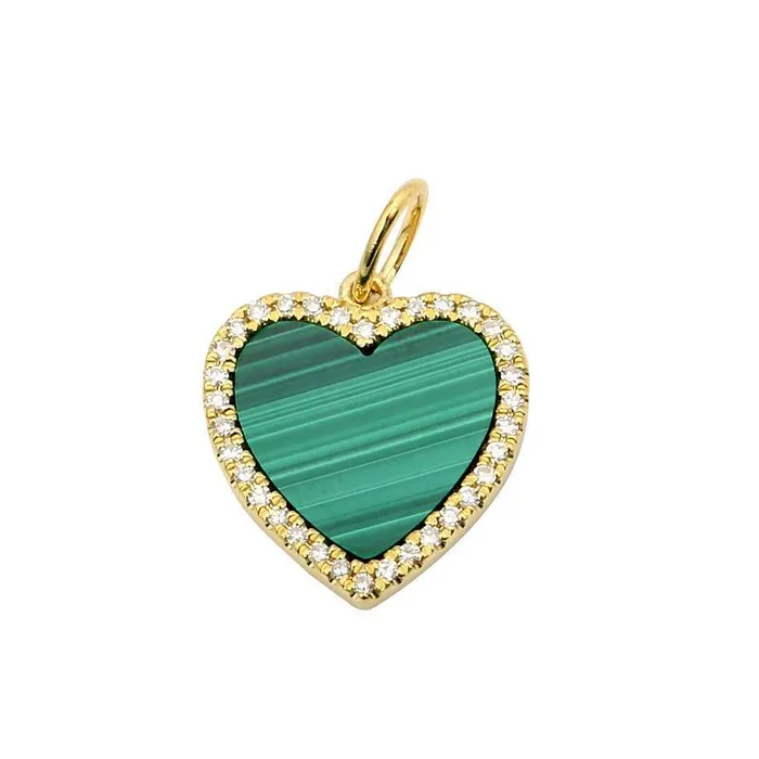 Izakov Diamonds Fine Jewelry 14K Gold Gemstone Heart Diamond Necklace Charm Necklaces