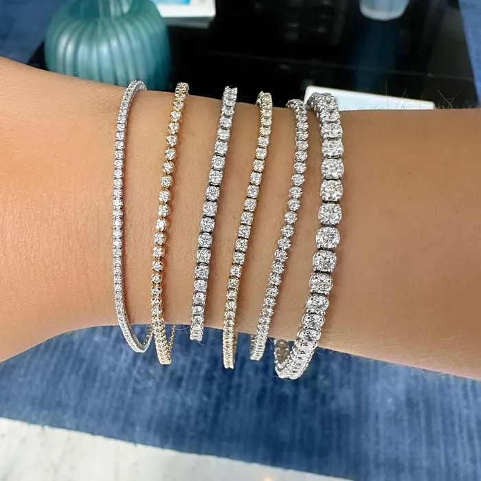 Izakov Diamonds Fine Jewelry Bracelets 14K Gold Classic Natural Diamond Tennis Bracelet