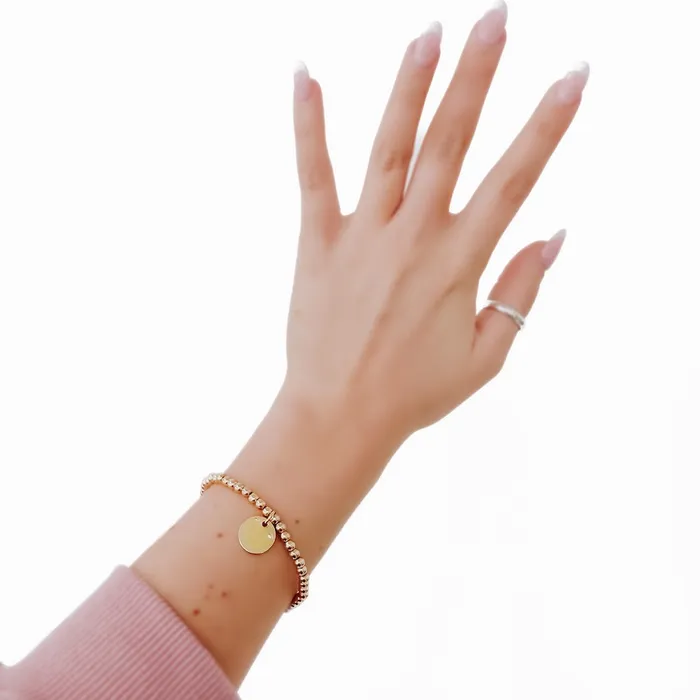 Jewelry Bracelets Birdie Beaded Stretch Bracelet with Disc Charm Wholesale