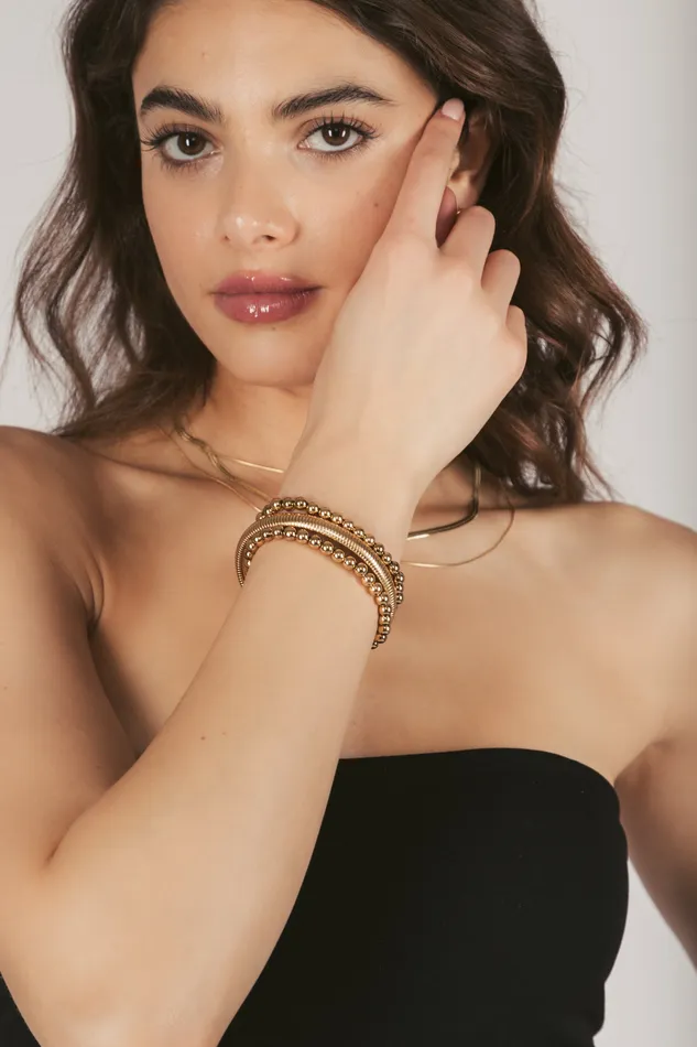 Luxe 3 Piece 18K Gold Plated Bracelet Set Eye Candy LA Bracelets
