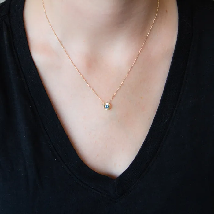 Necklaces Corey Egan Light Teal Montana Sapphire Medium Aurora Necklace in Yellow Gold