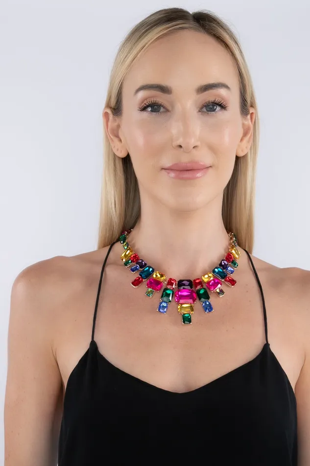 Necklaces Eye Candy LA Jamie Rainbow Statement Necklace