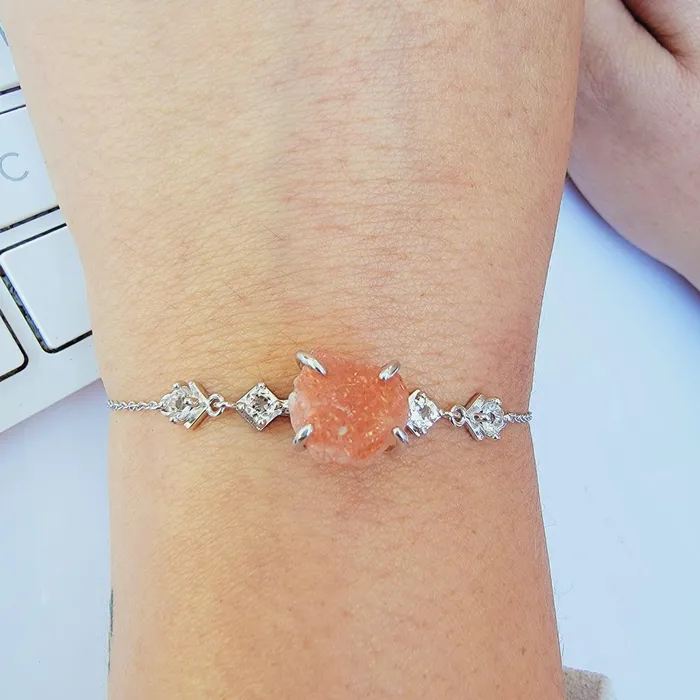 Raw Sunstone Ring and Bracelet Set Uniquelan Jewelry Bracelets
