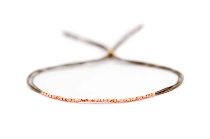 Rose gold and Gray silk friendship bracelet Vivien Frank Bracelets