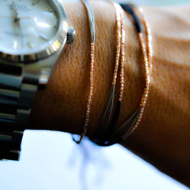 Rose gold and Gray silk friendship bracelet Vivien Frank Bracelets