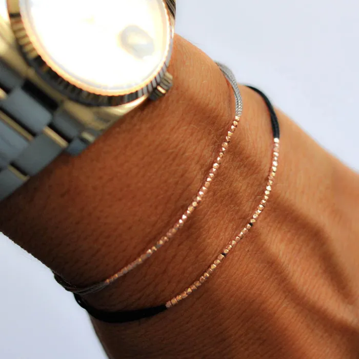Rose gold and Gray silk friendship bracelet Vivien Frank Bracelets