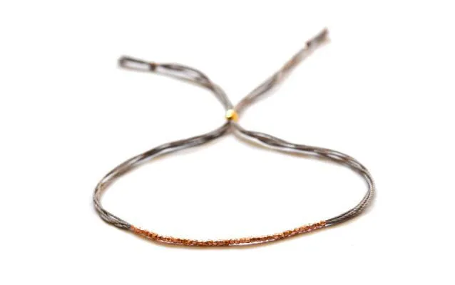 Rose gold and Gray silk friendship bracelet Vivien Frank Bracelets