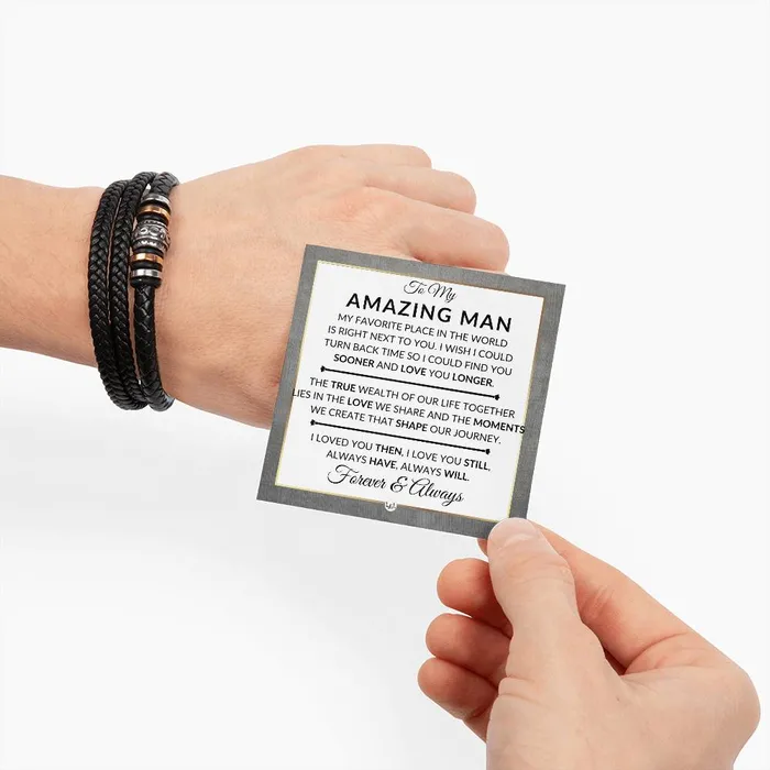 ShineOn Fulfillment Gift For My Man Always Have Always Will Mens Braided Leather Bracelet Great As A Christmas Gift or A Birthday Present For Him Bracelets
