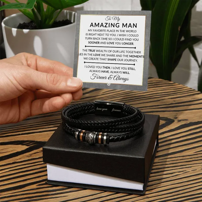 ShineOn Fulfillment Gift For My Man Always Have Always Will Mens Braided Leather Bracelet Great As A Christmas Gift or A Birthday Present For Him Bracelets