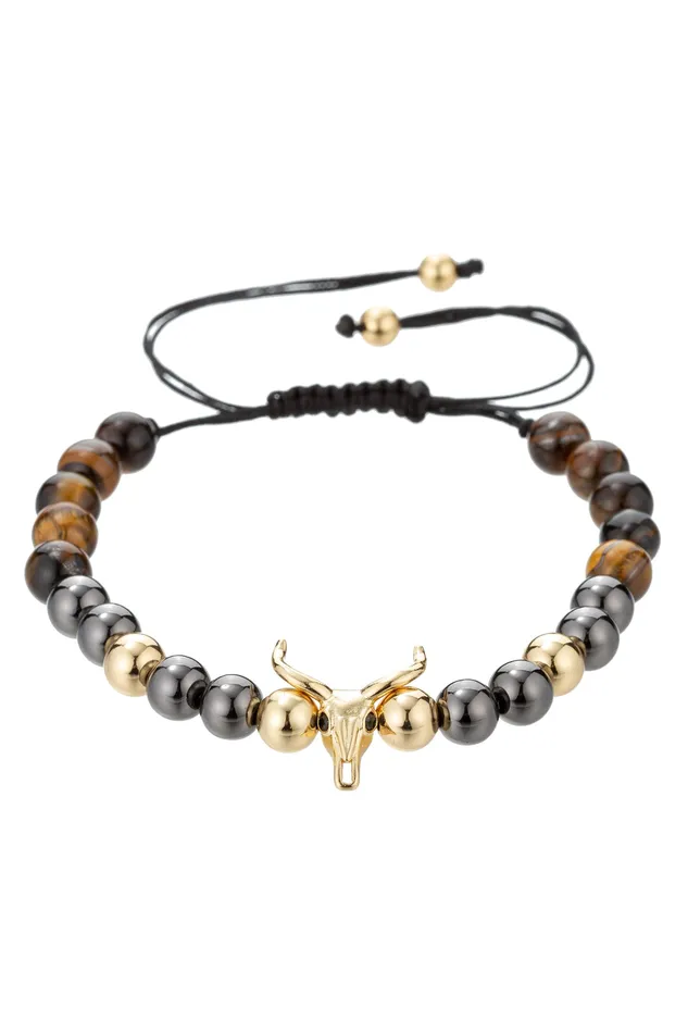 Tiger Eye Beaded Adjustable Bracelet Eye Candy LA Bracelets