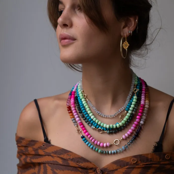 Vivien Frank Designs Necklaces 14k gold Rainbow gemstone candy necklace