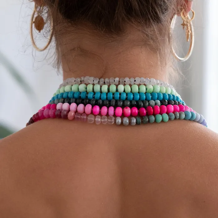 Vivien Frank Designs Necklaces 14k gold Rainbow gemstone candy necklace