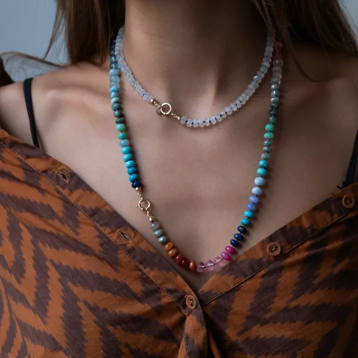 Vivien Frank Designs Necklaces 14k gold Rainbow gemstone candy necklace
