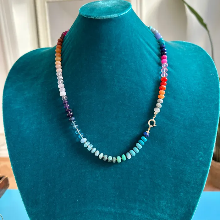 Vivien Frank Designs Necklaces 14k gold Rainbow gemstone candy necklace