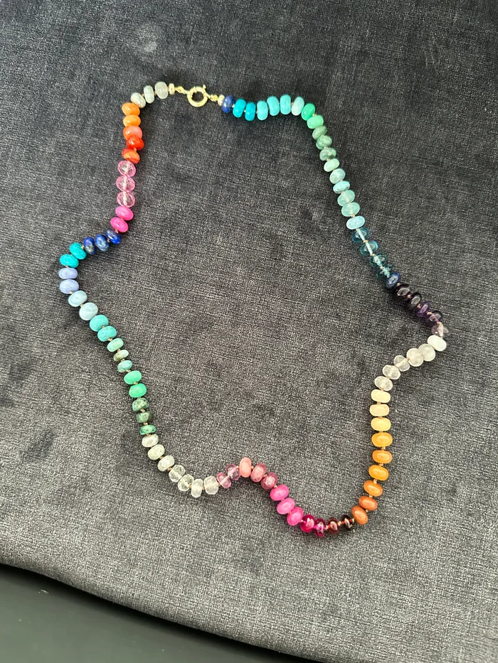 Vivien Frank Designs Necklaces 14k gold Rainbow gemstone candy necklace
