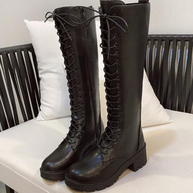 Schnürstiefel, Langschaftstiefel, Blockabsatz, Mit Zusätzlichem Innenreißverschluss  |  Damen Stiefel Schuhe Damen